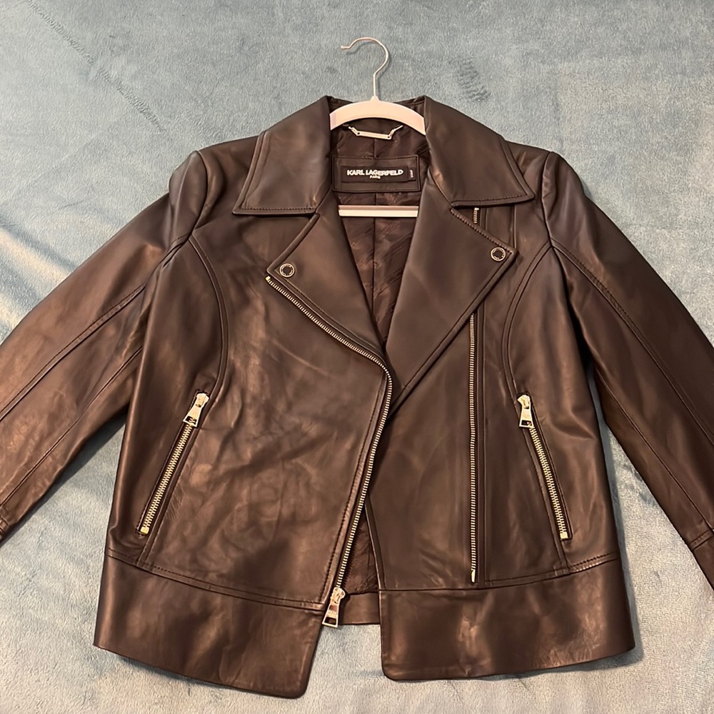 Karl Lagerfeld Leather jacket- black- size S